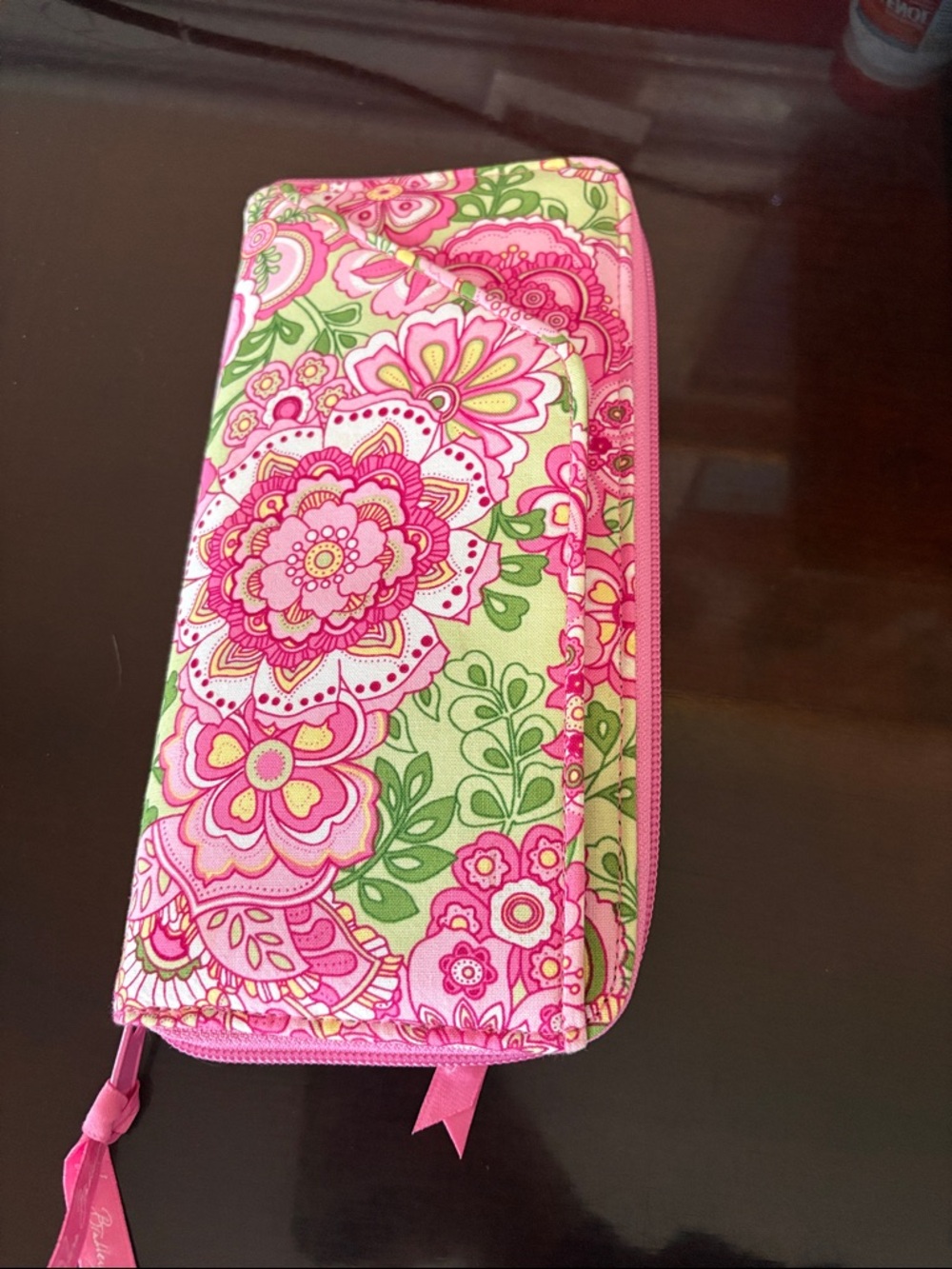 Vera Bradley Pink & Green Leopard-Print Zip Organizer Never used